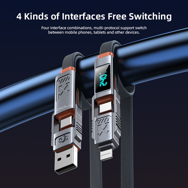 Vyvylabs  240W  4 in 1 PD  สายดิจิตอลจอแสดงผล Fast Charging สําหรับ USB to 2C+Li แสดงผล LED รับประกัน 1 ปี - รูปที่ 2