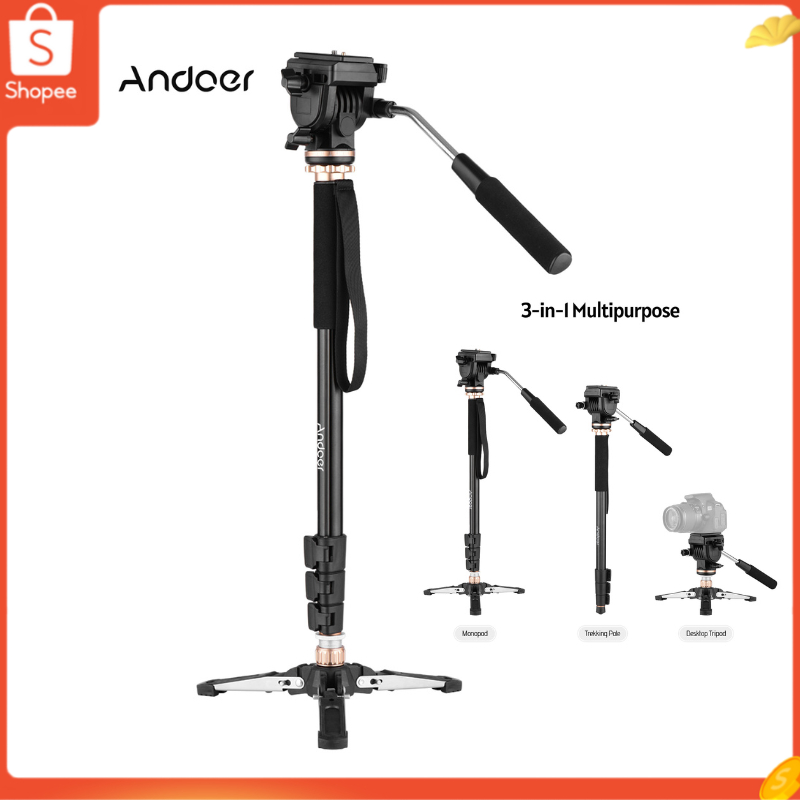 Andoer ขาตั้งกล้องอลูมิเนียมอัลลอย 173 ซม. 68 นิ้ว รับน้ําหนักได้ 6 กก. พร้อมฐานขาตั้งกล้อง 3 ขา ถอดออกได้ สําหรับกล้อง DSLR Camcorde