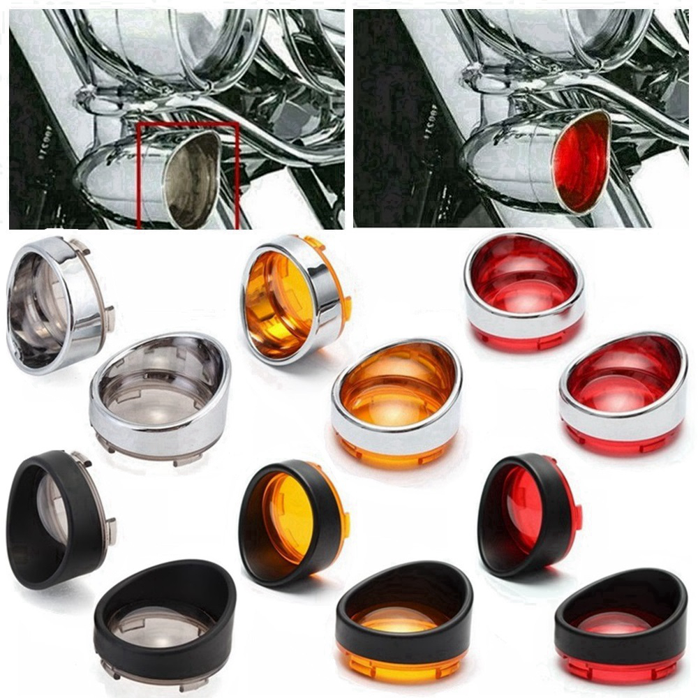 รถจักรยานยนต์ 2 Bullet สไตล์ Visor ด้านหน้าด้านหลังไฟเลี้ยวเลนส์สําหรับ Harley Sportster XL Fatboy Dyna V-ROD Breakout Softail Electra Street Glide Road King 86-up