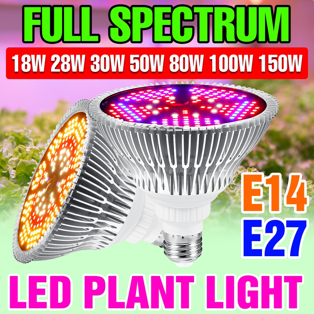 150W หลอดไฟปลูกต้นไม้ LED 110V/220V เต็มสเปกตรัมสีแดงสีฟ้าแสงแดด E27/E14 มืออาชีพในร่มเติมโคมไฟเรือนกระจกเต็นท์ Hydroponic Moss Veg Succulent Seed การเพาะปลูกแสง