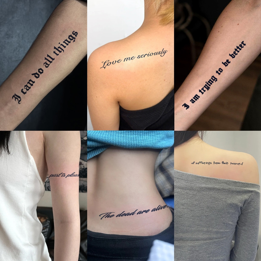 Inkartlink Magic Tattoo ประโยคสั้น ๆ ภาษาอังกฤษสร้างแรงบันดาลใจ สติกเกอร์รอยสักชั่วคราว รอยสักมายากลกันน้ำติดทนนาน รอยสักปลอมยาวนานถึง 15 วัน รอยสักกึ่งถาวร