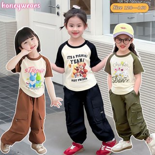 honeywears⚡️พร้อมส่ง⚡️ชุดเด็กผู้หญิงแฟชั่น เสื้อยืดแขนสั้นน่…