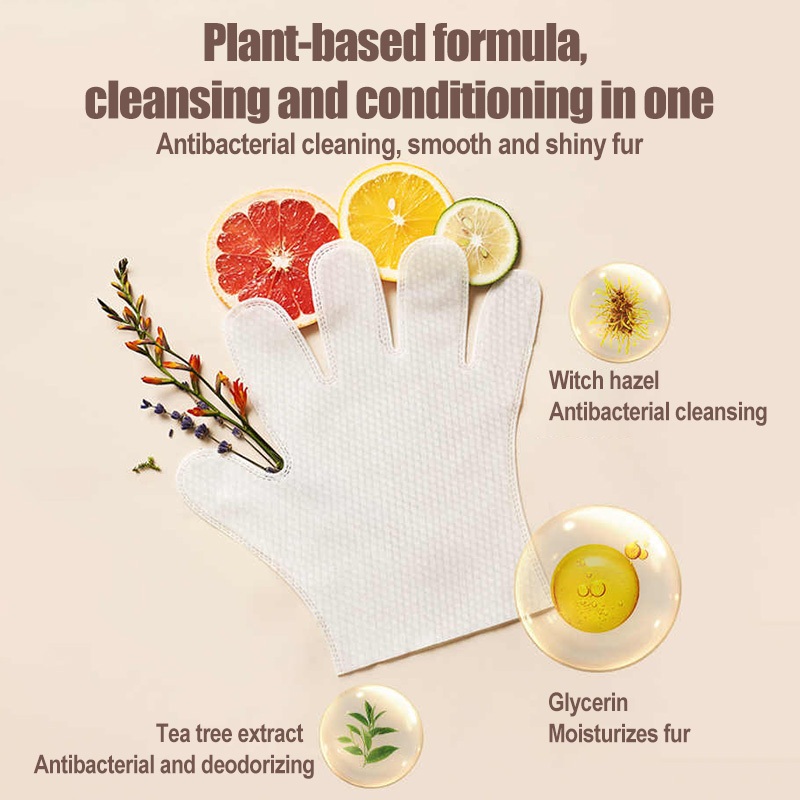 BAYLDAHL® ถุงมือเช็ดทำความสะอาดสัตว์เลี้ยงสำหรับแมวและสุนัข (10 ชิ้น) - รูปที่ 2