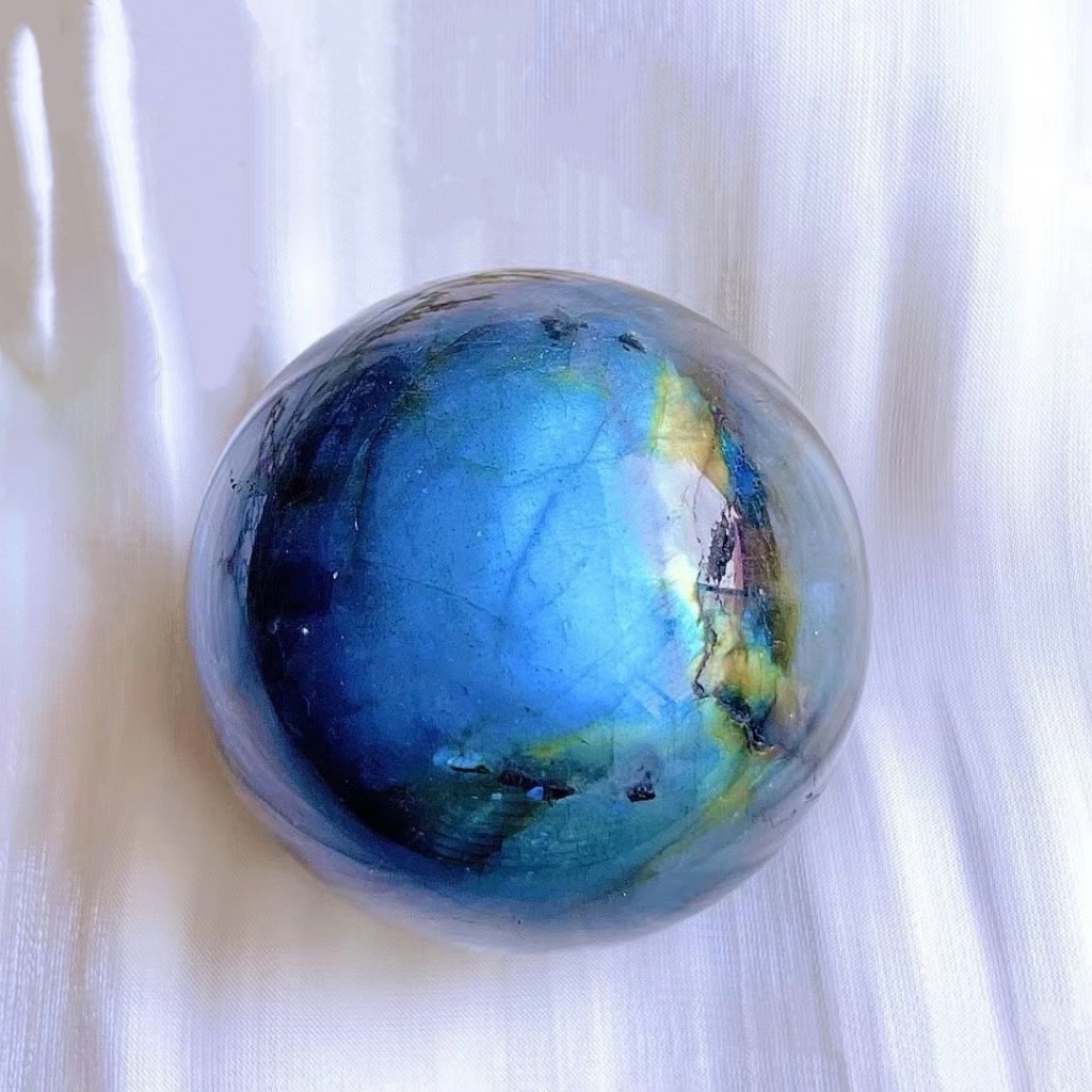 Labradorite ลูกแก้วหินควอตซ์ การทำสมาธิ ตกแต่งฮวงจุ้ย ชำระล้าง โยคะ