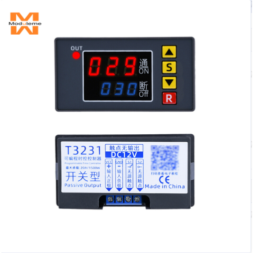 T3231 DC12V รีเลย์หน่วงเวลารอบสีแดงและน้ําเงินพร้อมที่อยู่อาศัย