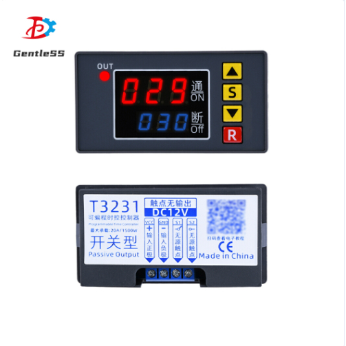 T3231 DC12V รีเลย์หน่วงเวลารอบสีแดงและน้ําเงินพร้อมที่อยู่อาศัย