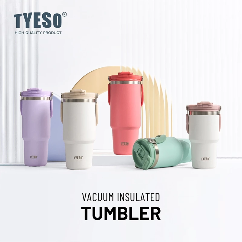 TYESO 01-01022/23/24/25/26 600ML/750MTumbler พร้อมที่จับ,ขวดน้ําฉนวนสุญญากาศพร้อมฝาปิด 2-in-1 และฟาง,ถ้วยกาแฟสแตนเลสผนังคู่แก้วเดินทางป้องกันการรั่วพลิก thumbnail 10
