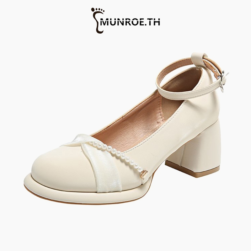 Munroe ความเรียบง่าย สันทนาการ วินเทจ รุนแรง ส้น-สูง รองเท้าแมรี่เจน สไตล์ใหม่ เข็มขัดหัวเข็มขัดคำเดียว รองเท้าส้นสูง