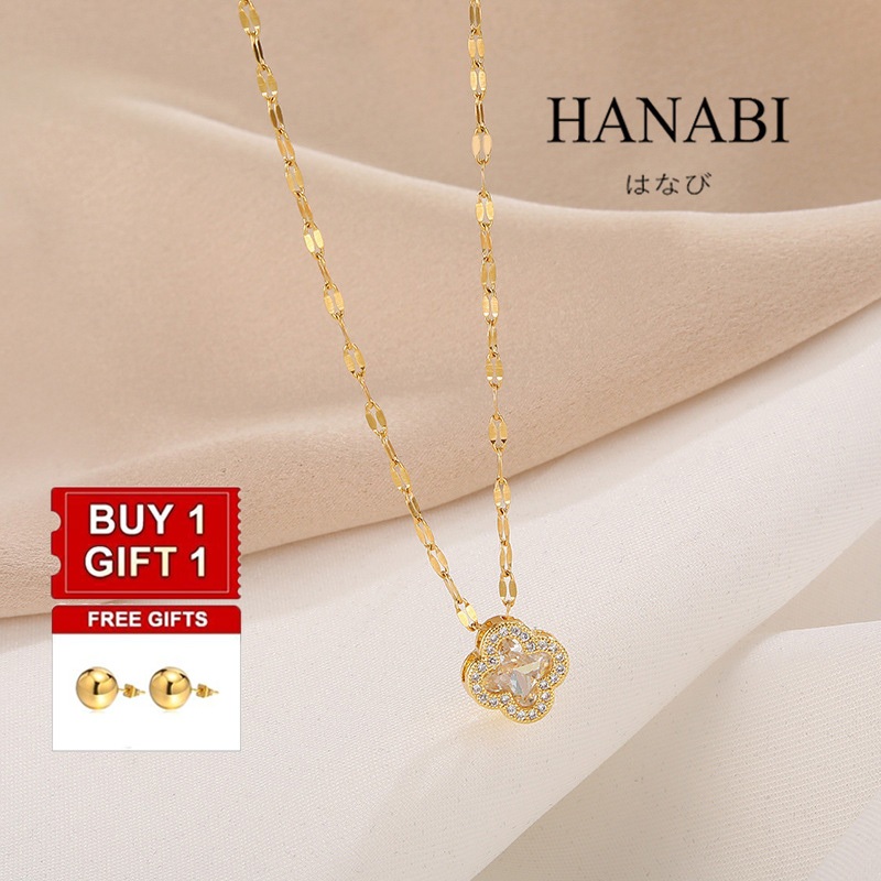 HANABI ซื้อสร้อยคอ Clover Dia 1 อัน เครื่องประดับ Hypoallergenic สําหรับผู้หญิง