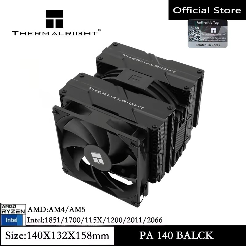 Thermalright Peerless Assassin 140 สีดํา CPU Cooler 6 ท่อความร้อน CPU Air Cooler Dual tower PC Cooling สําหรับ AMD AM4 AM5 Intel LGA 115X/1200/1700/1851/2011