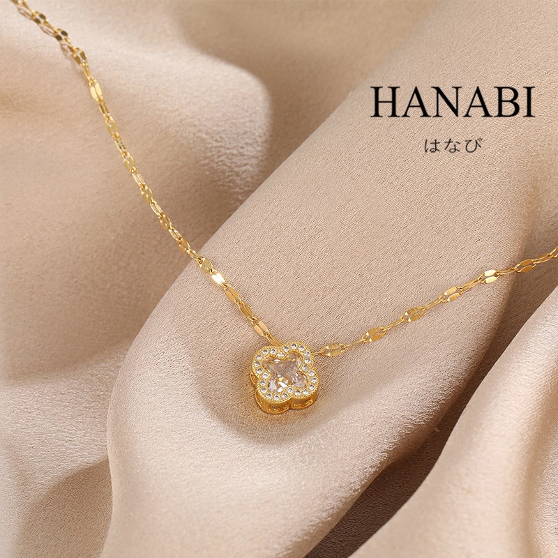 สร้อยคอ Clover Dia เครื่องประดับ Hypoallergenic ไม่ทําสี สําหรับผู้หญิง