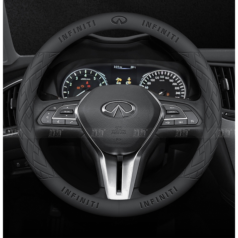 ใหม่ 3D Emboss Non Slip หนังพวงมาลัยรถสําหรับ Infiniti FX35 Q30 Q50 Q60 Q70 Q80 ESQ QX30 QX50 QX55 Q