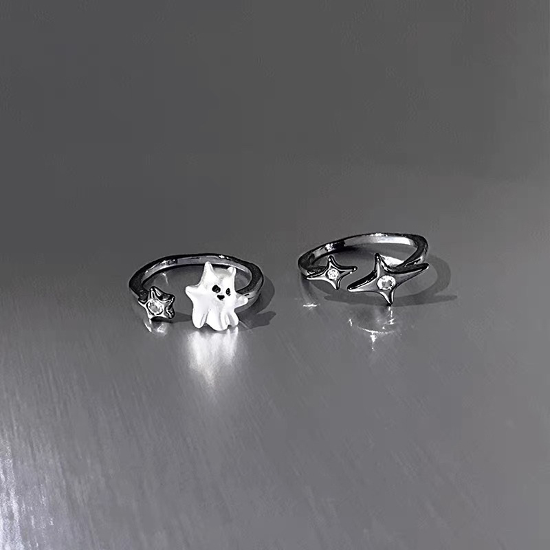 แหวนแฟชั่นน่ารักหวานเย็น Ghost Mangxing แหวนสําหรับผู้หญิง