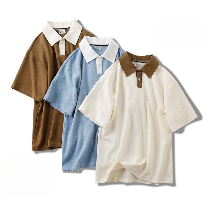 เสื้อโปโลคอปกสไตล์เกาหลี แบบแขนสั้นทรงหลวม สวมใส่สบาย เนื้อผ้านุ่มลื่น ระบายอากาศดี - รูปที่ 7