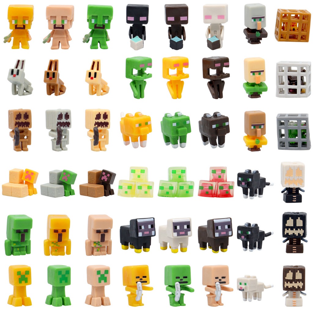 24 ชิ้น/เซ็ต 2-3 ซม.Sandbox เกม My World รูป Creeper Villager Enderman Zombie หมูกระต่าย Slime รุ่น Q PVC Action Figures ตุ๊กตาของเล่น