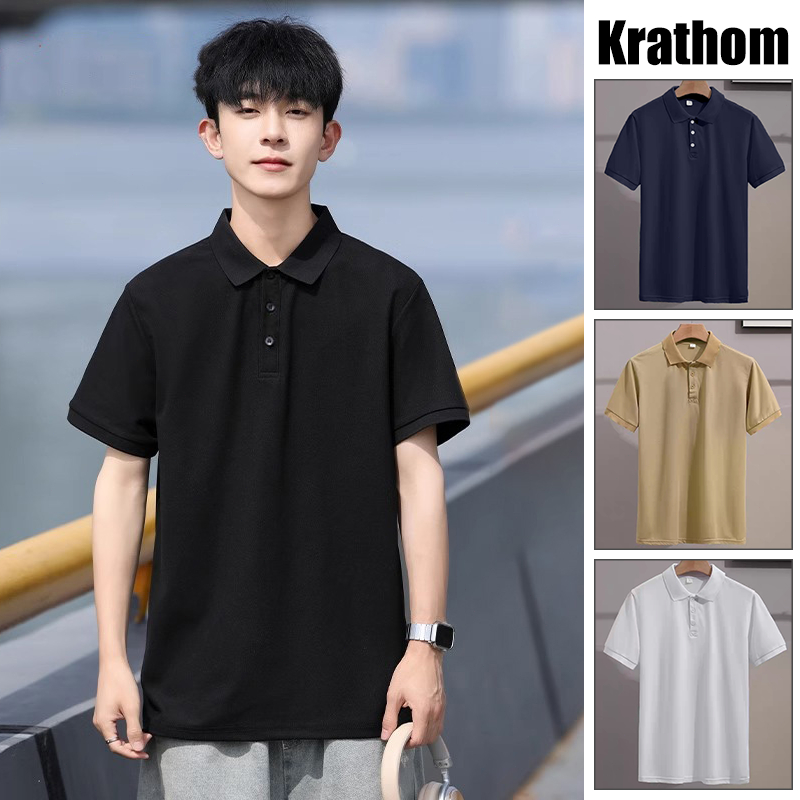 เสื้อโปโลผู้ชายคอปกลําลองหลวมพอดีแขนสั้นเหมาะสําหรับพนักงานออฟฟิศและธุรกิจมืออาชีพ