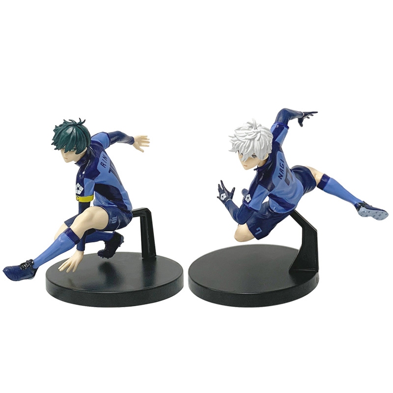 1 ชิ้น 13 ซม.สีฟ้าล็อคอะนิเมะรูปฟุตบอลไปข้างหน้า Sishiro Nagi Rin Itoshi PVC Action Figures ห้องคอลเลกชันตกแต่งตุ๊กตาของเล่น