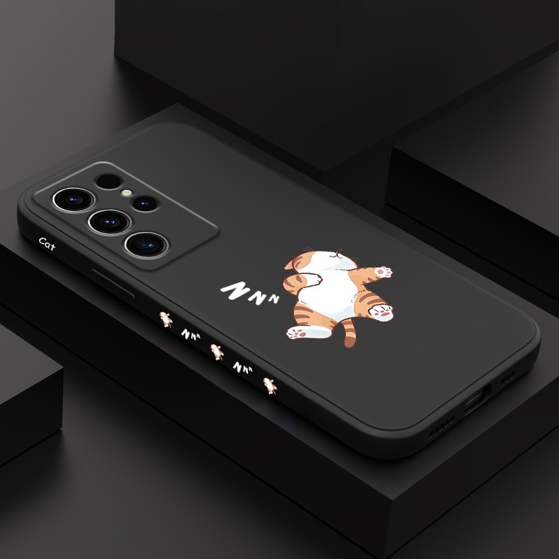 Sleep Tiger Cat เคสโทรศัพท์สําหรับ Samsung Galaxy S25 S24 S23 S22 FE Ultra Plus 5G ซิลิโคนเหลวด้านข้างรูปแบบฝาครอบ
