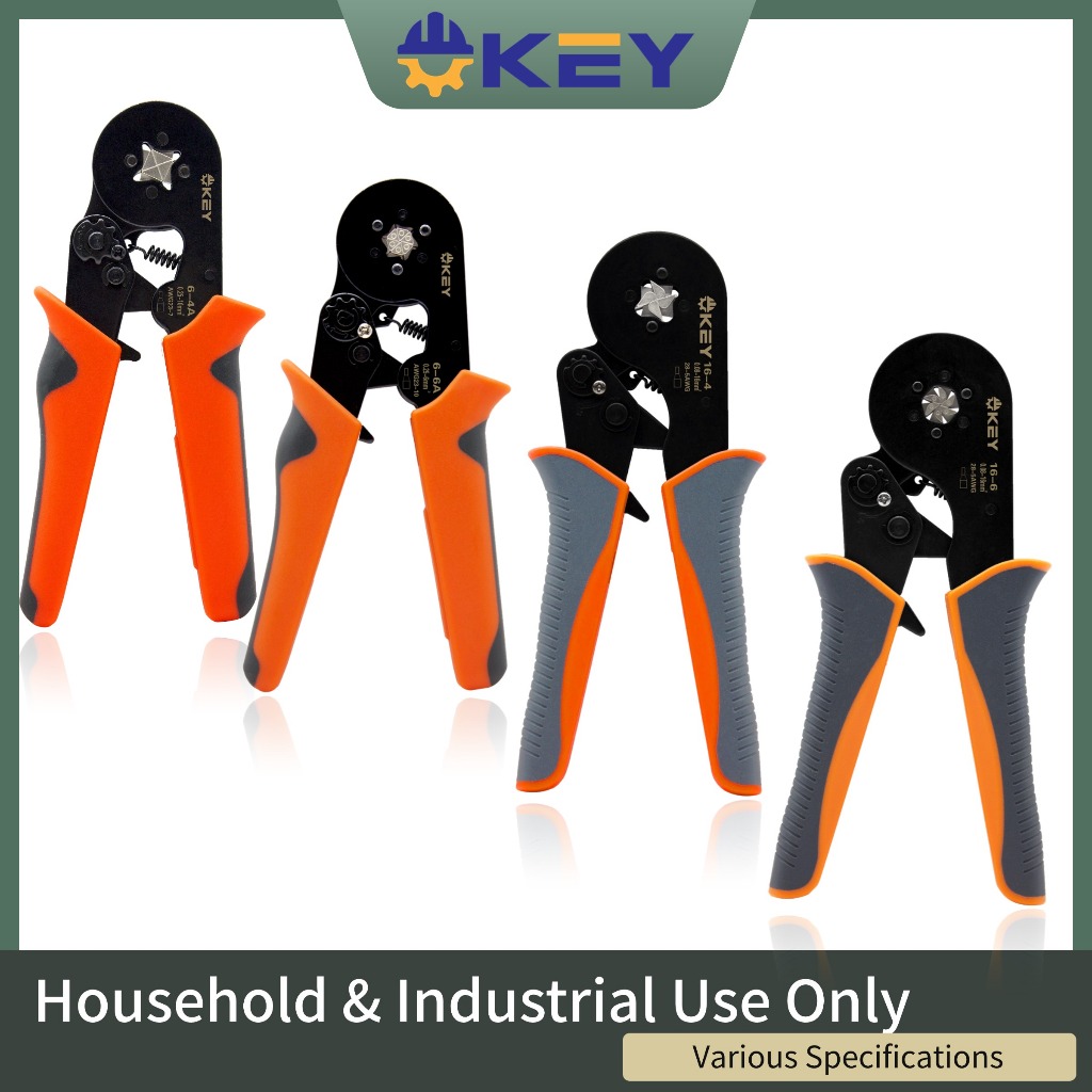 OKEY Ratcheting Crimper สําหรับ VE/EN/NT Tubular Terminals - High-Carbon Steel Powder Metallugy พร้อ