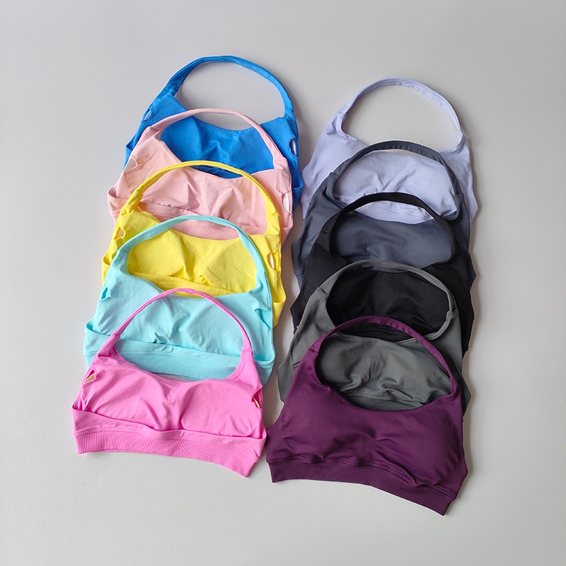 Halterneck เซ็กซี่กีฬา Bra ผู้หญิงกันกระแทก Gathering Fitness Bra ความงามกลับ Quick-drying การฝึกอบรมวิ่งเสื้อผ้าโยคะเสื้อกั๊ก