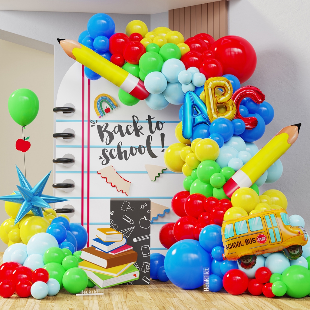 101ชิ้น/เซ็ต เอบีซี จดหมายบอลลูนรถโรงเรียนดินสอโรงเรียนฤดูกาลฉากเค้าโครงตกแต่งบอลลูนพิธีโรงเรียนบอลลูน