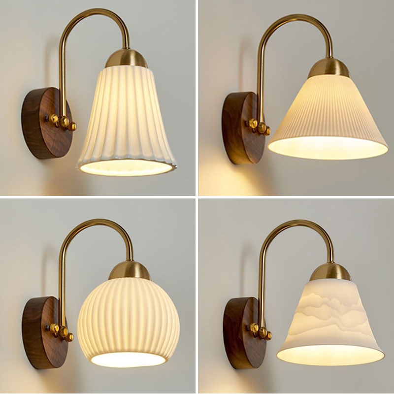 ไฟติดผนังเซรามิค LED วินเทจ Wabi-sabi style สําหรับห้องนอน ห้องนั่งเล่น มินิมอล ไฟแต่งบ้าน