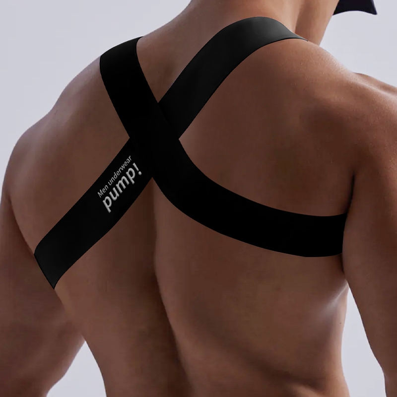CMENIN PUMP Mens สายรัดหน้าอกไนลอนเซ็กซี่สีทึบชายสายรัดไหล่ยืดหยุ่นกล้ามเนื้อผู้ชาย Party Carnival ตกแต่งเกย์ MP1051
