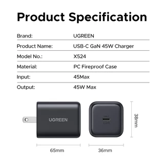 【Nexode】UGREEN Mini GaN 45W Charger USB C USB A Nexode Quick Fast Charger สําหรับ Samsung S25 Ultra S24 iPhone 17 Pro Max