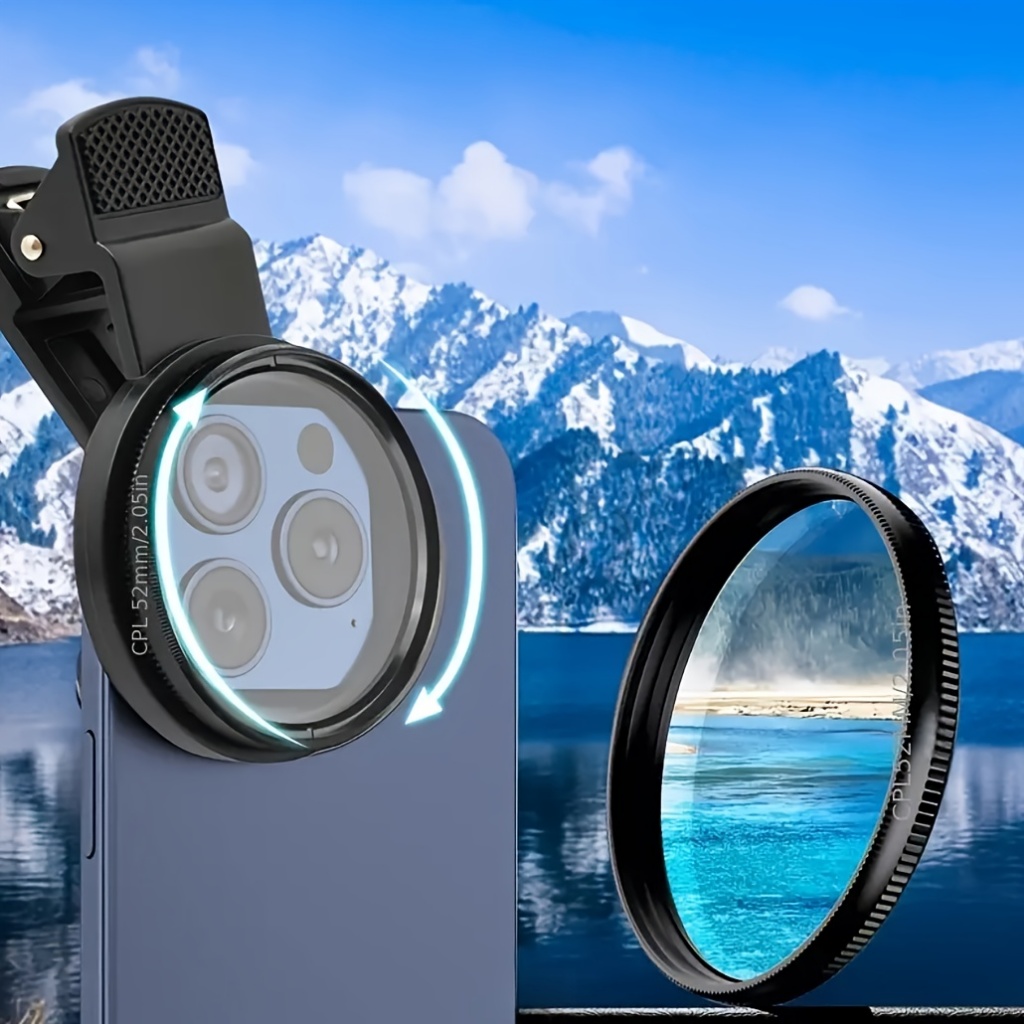 Universal 52 มม.แบบพกพา Polarizer เลนส์กล้อง Circular CPL ไม่มี Reflection Filter Professional สําหรับ iPhone และสมาร์ทโฟน
