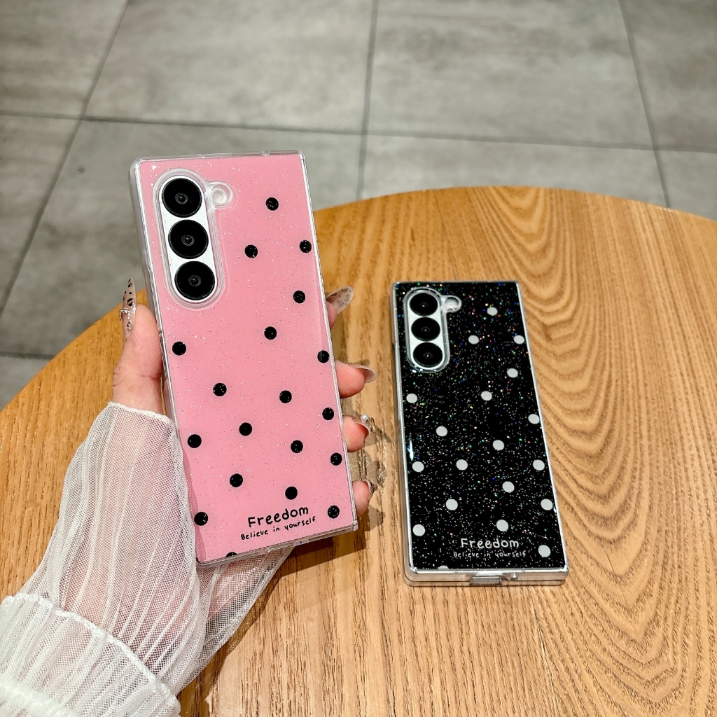 SAMSUNG เคสโทรศัพท์แข็งแบบบางพิเศษ สําหรับ Samsung Galaxy Z Fold 7/6/5/4 ลายจุดกลิตเตอร์