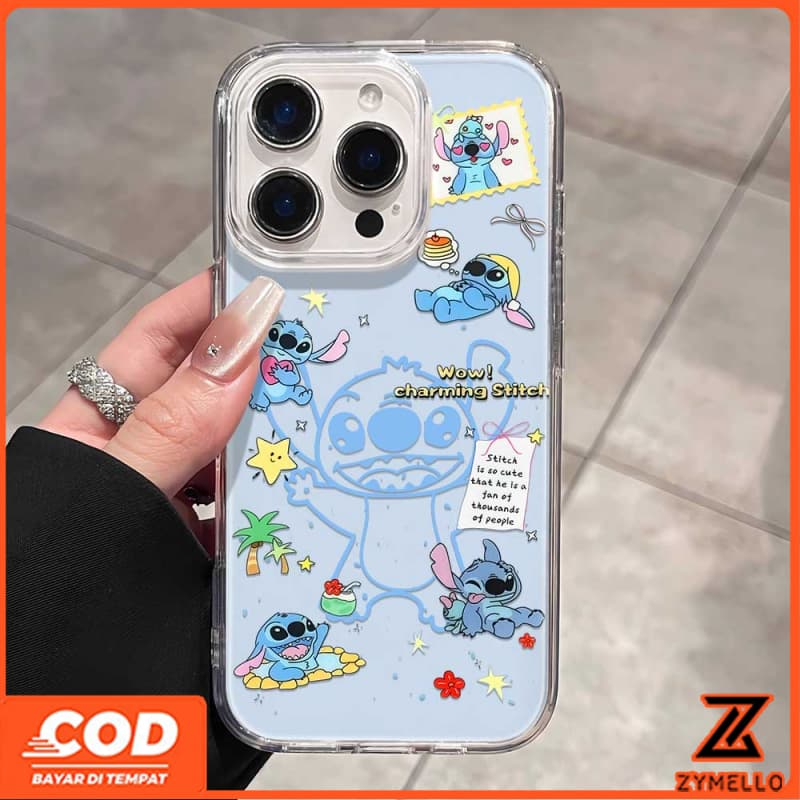 สําหรับOPPO Reno 15F Reno 14F Reno13 F Reno13 Reno12 F Reno11 Pro Reno10Pro Reno8T Reno8Z Reno7Z Reno6Z Reno8 Reno5 Reno4 น่ารักหมึกสาดสีฟ้าStitchกันกระแทกTPUโทรศัพท์
