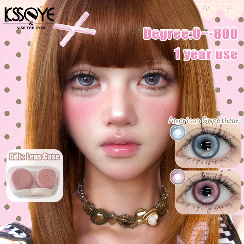 KSSEYE คอนแทคเลนส์สําหรับEye 2pcs American Sweetheart Blue/Pink 14.5MMสีคอนแทคเลนส์แต่งหน้าSoftlens 