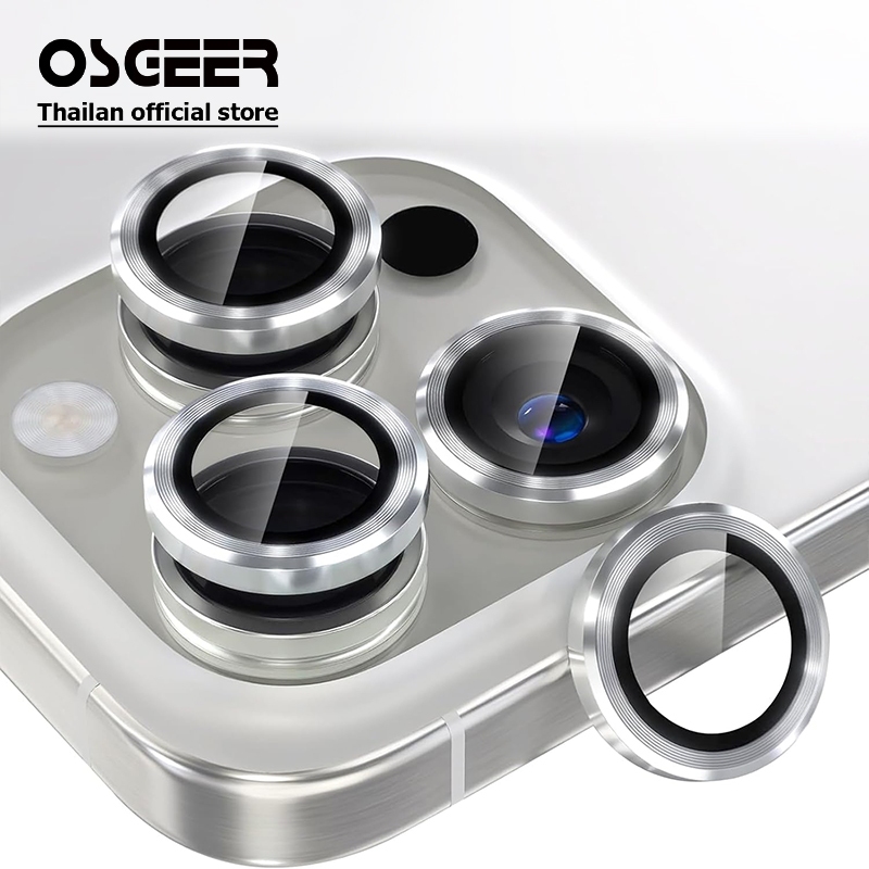 OSGEER สําหรับ iPhone 17 Air 16 15 14 13 12 11 Pro Max ตัวป้องกันเลนส์กล้อง-กระจกนิรภัย HD พร้อมแหวนโลหะ, ป้องกันรอยขีดข่วนและแตก