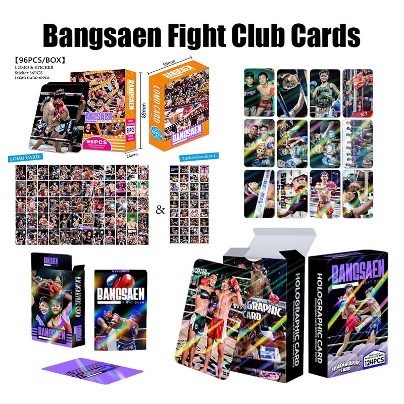 การ์ดบางแสนไฟท์คลับ การ์ด 124 ชิ้น Bangsaen Fight Club Card Boxer Teh Python Techin Diamond Asian Thai Tea Stamp Toon Asia Lomo Card Photocards