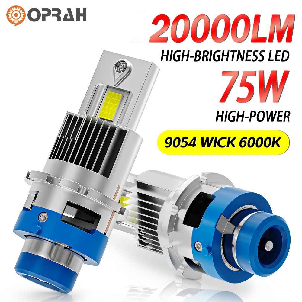 ((2PCS) 75W 2,0000LM D2S D4SLED ไฟหน้าไฟหน้ารถไฟหน้าหลอดไฟ Plug and Play 6,000K สีขาว