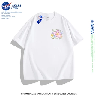 NASA เสื้อยืดหญิงชาย สไตล์ลำลอง เสื้อยืด summer flower พิมพ์ลาย เสื้อยืด cotton คอกลม ทรงหลวม ระบายอากาศ