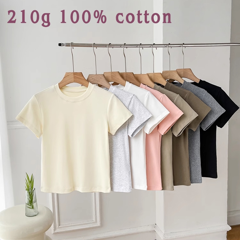 เสื้อยืดแขนสั้นสีพื้น คอกลม ผ้าคอตต้อนใส่สบายมาก มีเก็บปลายทาง มี4สี