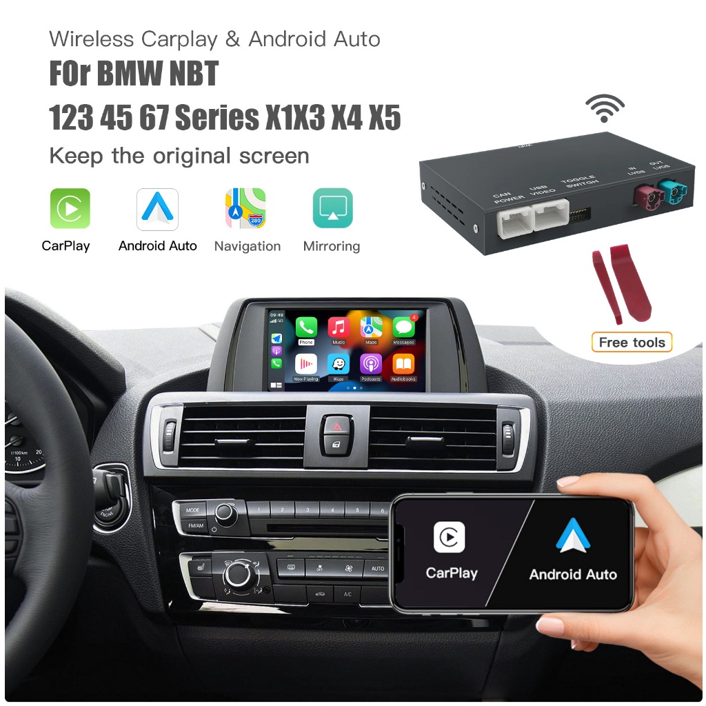Wireless Apple Carplay อินเทอร์เฟซวิดีโอมัลติมีเดีย Android Auto สําหรับ Bmw F30 F10 NBT/CIC F01 F02
