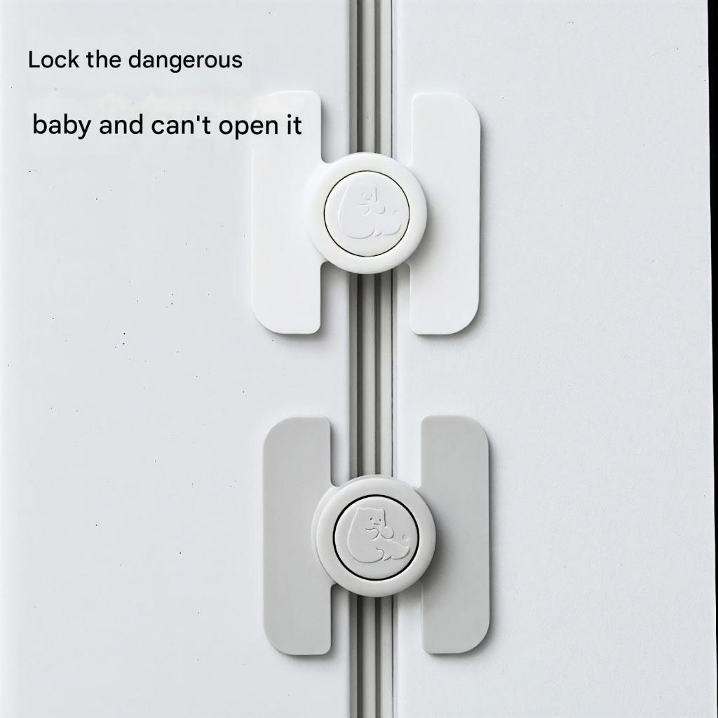 หลักฐานตู้เย็นล็อคเด็กความปลอดภัย Lockstitch สําหรับประตูเด็ก Sticky เฟอร์นิเจอร์ประตูล็อคมัลติฟังก์ชั่ Firmly Anti-Pinch Hand One คลิกปลดล็อคที่ถอดออกได้ไม่มีเจาะติดตั้ง