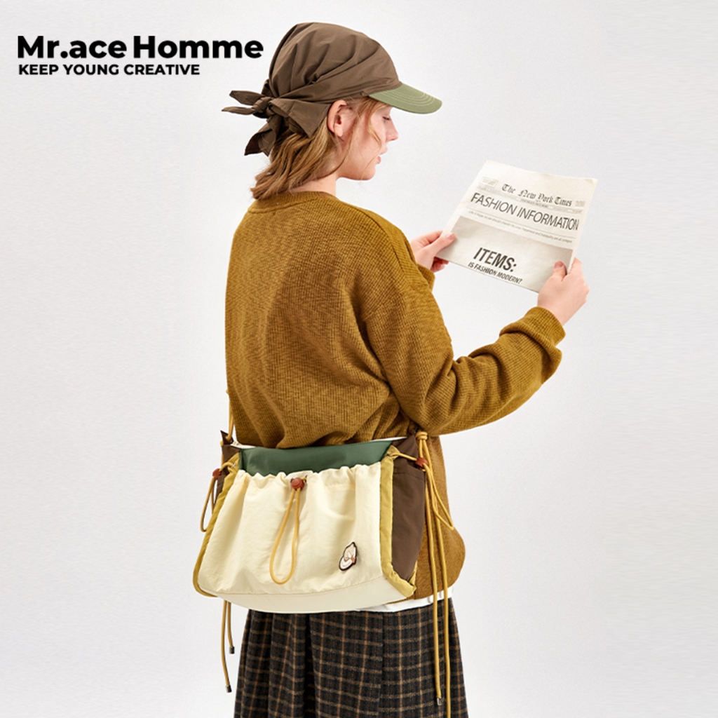 Mr.ace Homme 3271 กระเป๋าสะพายความจุขนาดใหญ่กระเป๋ากันน้ําสําหรับผู้หญิงและผู้ชาย