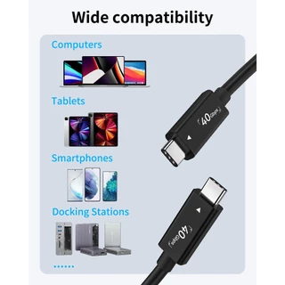 Acasis Thunderbolt สายเคเบิล 4 เส้น 40Gbps ชาร์จ 100W หน้าจอ 8K หรือวิดีโอ 4K คู่ เข้ากันได้กับ Thunderbolt 3/4 USB4 อุปกรณ์พอร์ต Type-C