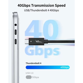 Acasis Thunderbolt สายเคเบิล 4 เส้น 40Gbps ชาร์จ 100W หน้าจอ 8K หรือวิดีโอ 4K คู่ เข้ากันได้กับ Thunderbolt 3/4 USB4 อุปกรณ์พอร์ต Type-C
