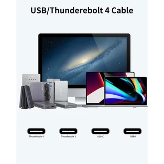 Acasis Thunderbolt สายเคเบิล 4 เส้น 40Gbps ชาร์จ 100W หน้าจอ 8K หรือวิดีโอ 4K คู่ เข้ากันได้กับ Thunderbolt 3/4 USB4 อุปกรณ์พอร์ต Type-C