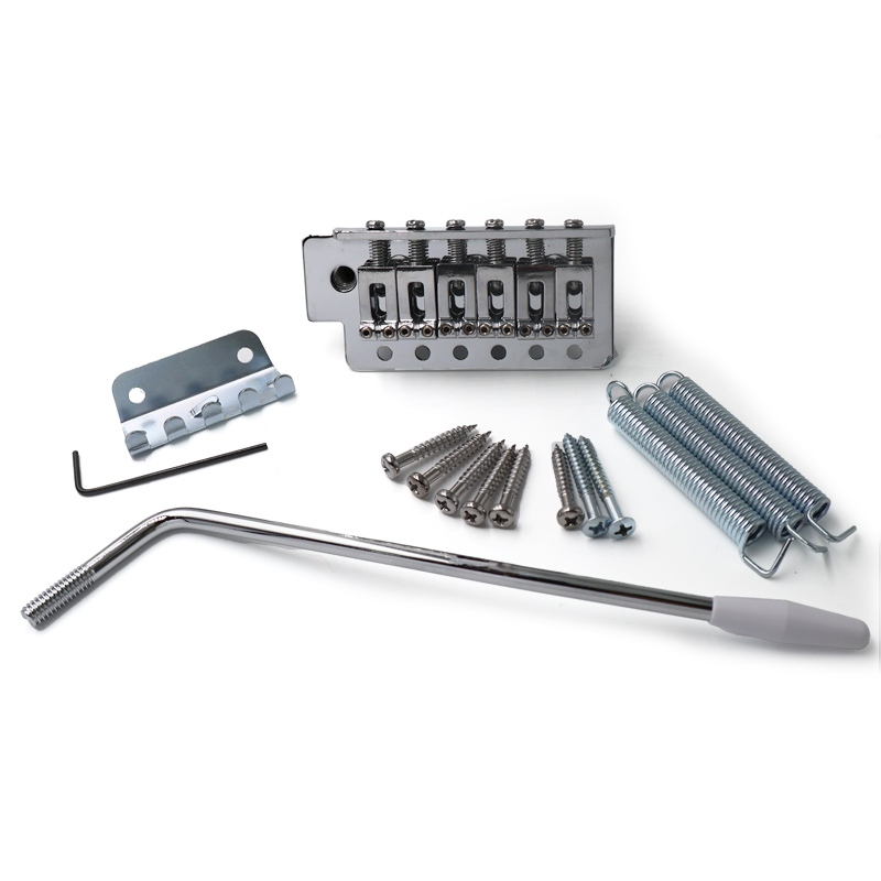 ชุดกีตาร์ไฟฟ้าเดี่ยว Tremolo Bridge ระบบ 6 String Saddle Bridge พร้อม Whammy Bar สําหรับ ST กีตาร์ไฟฟ้าสีดํา Chrome