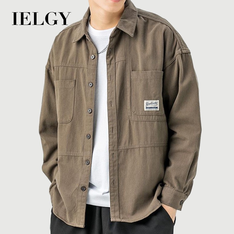 IELGY เสื้อแจ็คเก็ตมีฮู้ดลําลองสไตล์เกาหลีสําหรับผู้ชายสําหรับกันหนาว