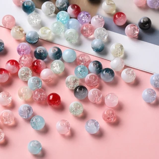 ลูกปัดแก้วแตก 20-50ชิ้น 8mm ลูกปัดแก้วคริสตัลลายแตกไล่สีมาร์เบิล สำหรับร้อยสร้อยข้อมือ DIY