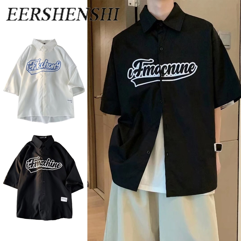 EERSHENSHI เสื้อเชิ้ตแขนสั้นพิมพ์ลายหลวมๆ สไตล์ญี่ปุ่นสำหรับฤดูร้อน – โปรปัง