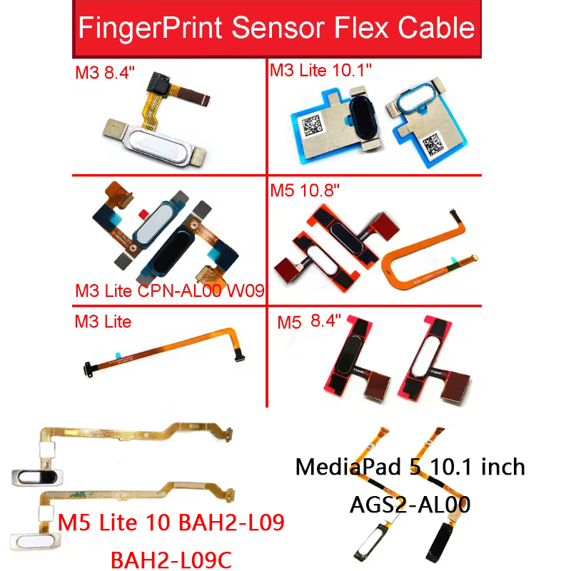 เซ็นเซอร์ลายนิ้วมือ Home Connector Flex สําหรับ Huawei MediaPad M3 M5 Lite 8.4 5 10.1 BTV-DL09 10.1 CPN M5 10.8 SHT BACH AGS2 BAH2