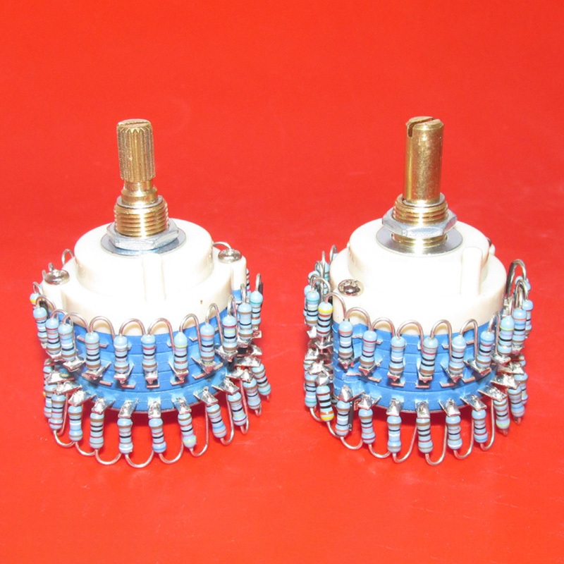 ความแม่นยําสูง 24 ขั้นตอน 50K/100K/250K/500K Stepped Dual-Channel Volume Potentiometer