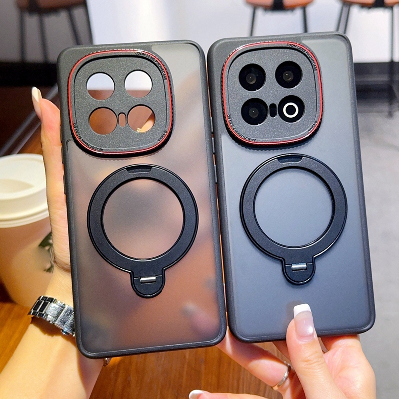YUTANG Metal Alloy Magnetic Ring Bracket Hard Phone Case for iQOO 13 Skin feel Plastic Protection Cover